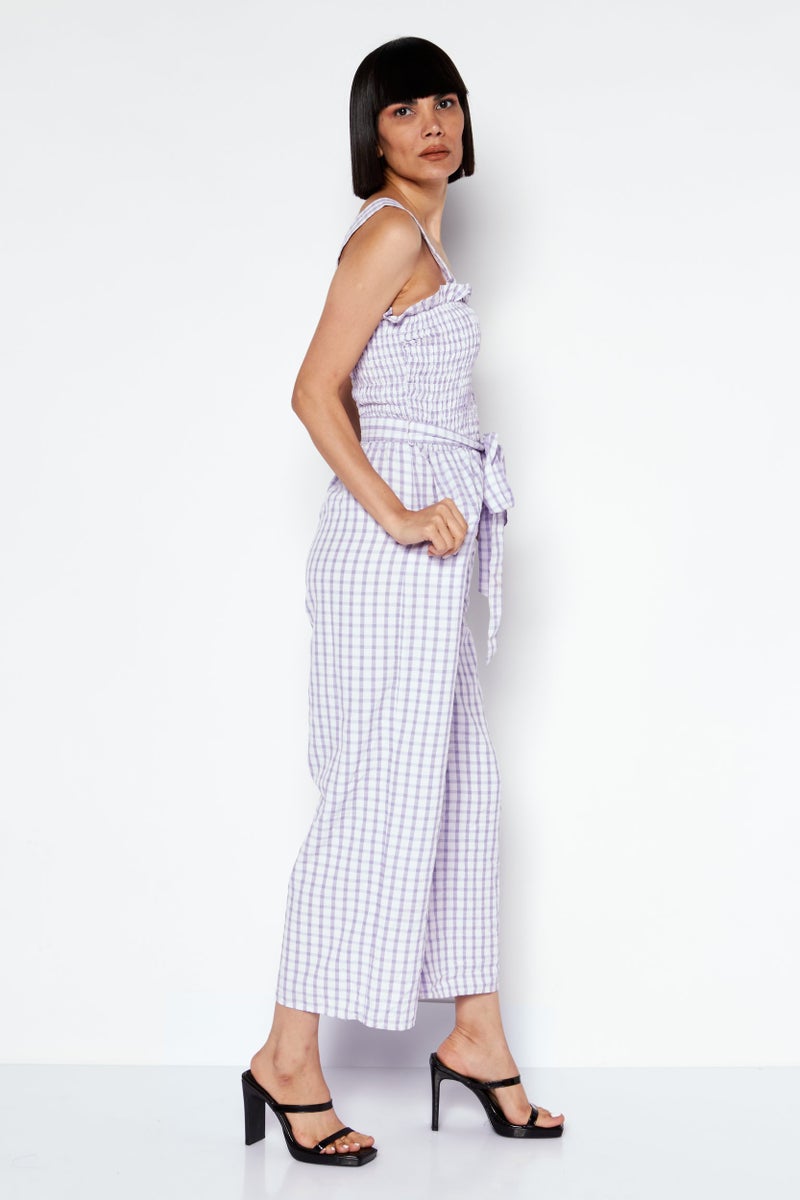 Riley & Rae Women Checkered  Sleeveless Jumpsuit, Purple Combo - Image 2